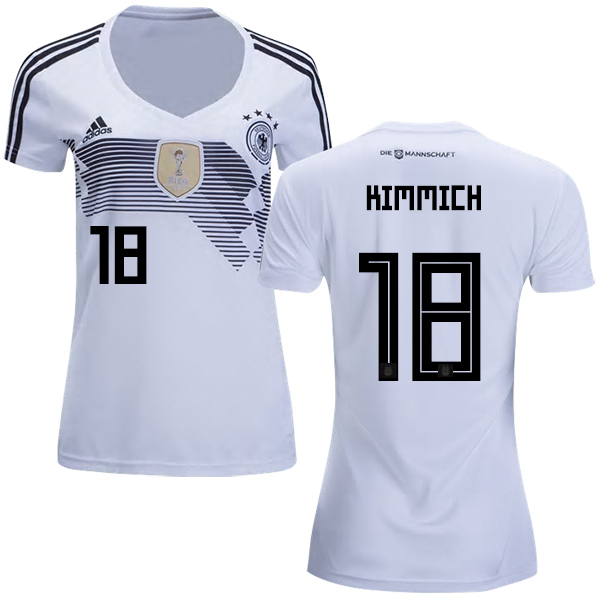 Women's Germany #18 Kimmich White Home Soccer Country Jersey